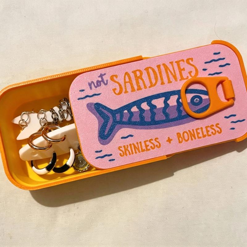 Sardinen-Dosen-Schmuckbox, 3D- – Tin Container Lid Bewertung und Preis